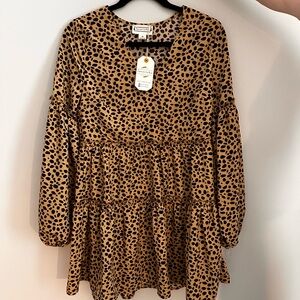 Loveriche medium cheetah print dress long sleeve
